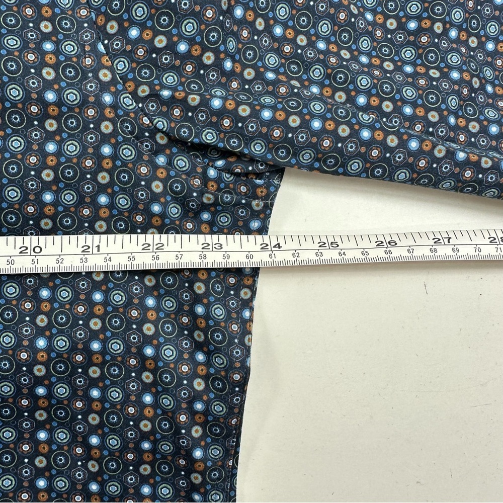 NWT 7 Downie St London Blue Print Button Up Shirt Mens Large Fitted Long Sleeve - Picture 6 of 10
